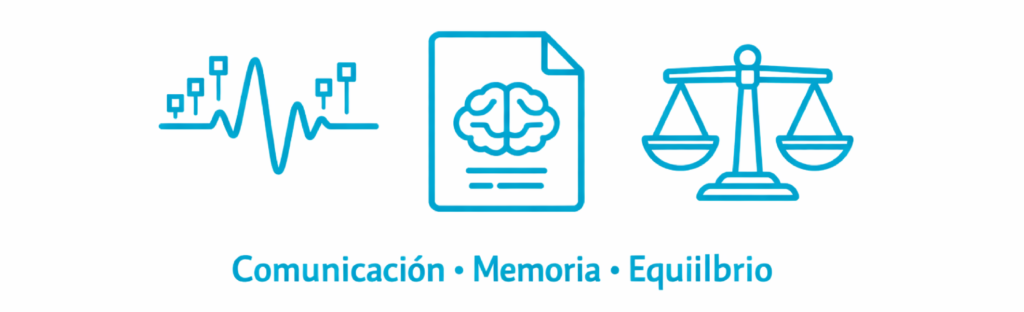 Iconos de las funciones del factor de transferencia: comunicación celular, memoria y equilibrio inmunológico.